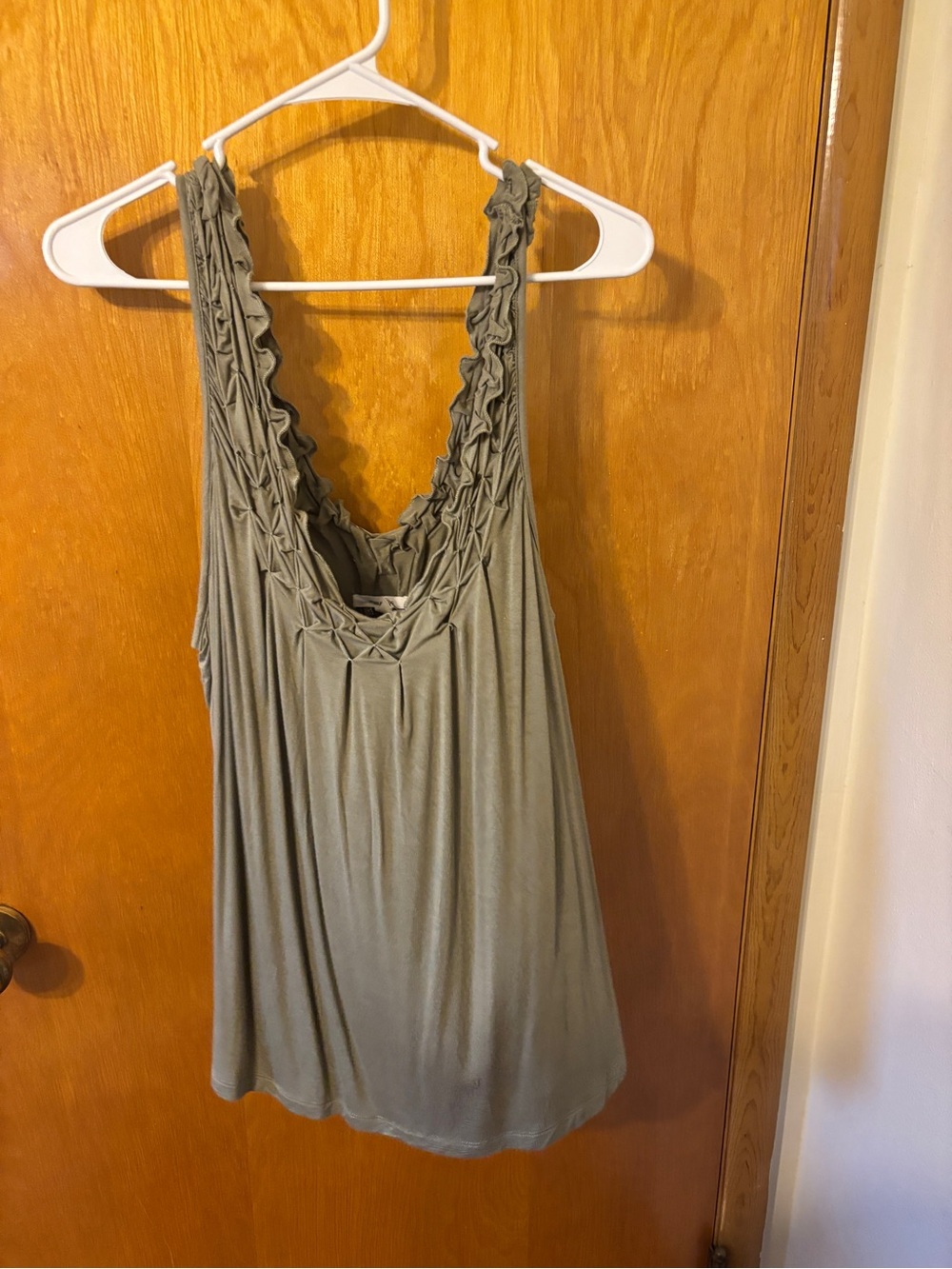 Maurices Olive Green Ruffle Trim Sleeveless Tank